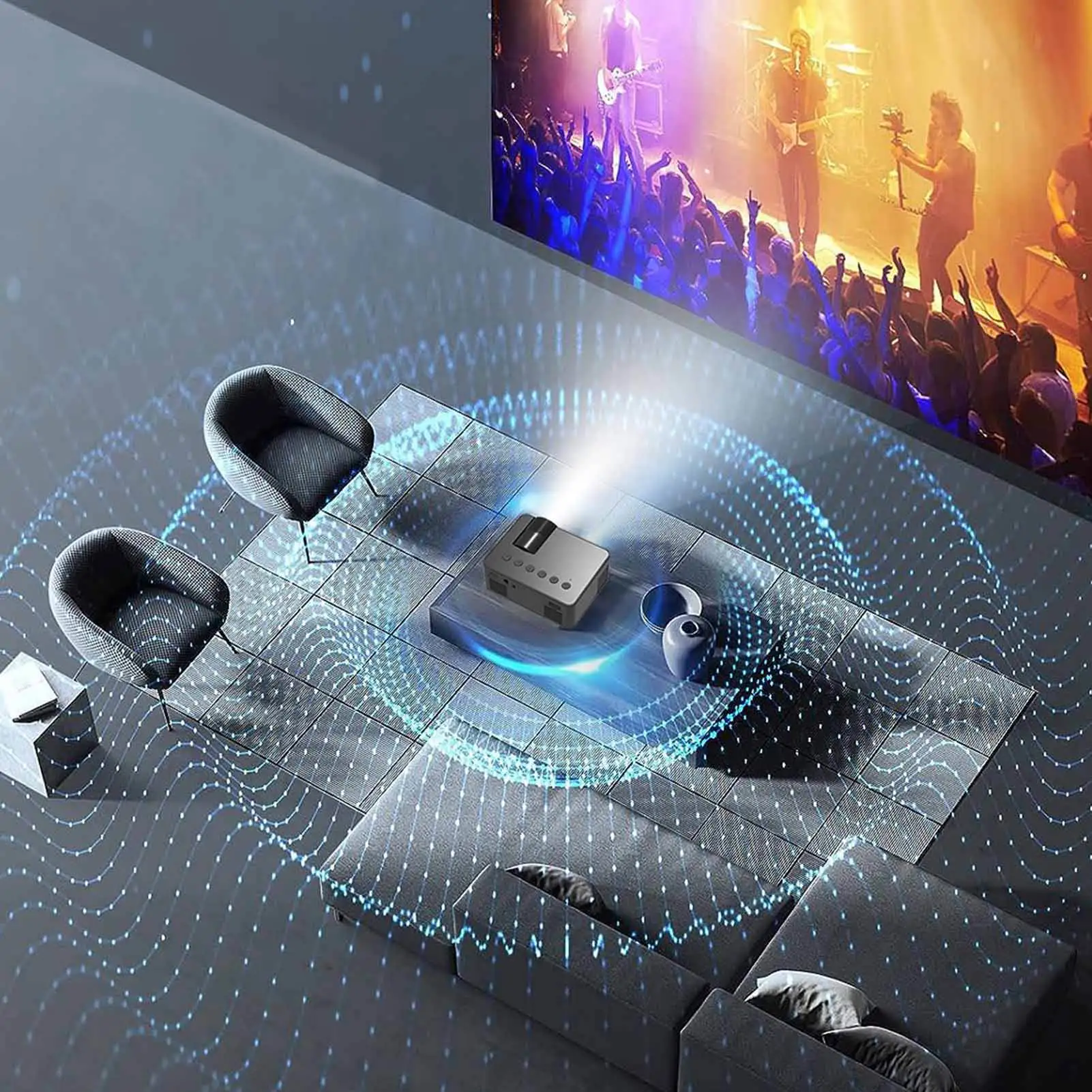 Proyektor Mini Multifungsi HD 1080P Proyektor Video Home Theater untuk Proyektor Portabel Dalam Ruangan dan Luar Ruangan