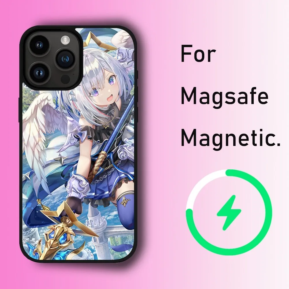 Virtual Idol Amane Kanata Phone Case For iPhone 11 12 13 14 15 Max Plus Pro Wireless Magnetic Magsafe Charging Shell