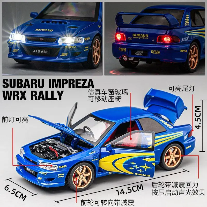 1:32 Alloy Car Model For Subaru Impreza Rally Car Diecast Racing Vehicle With Pull Back Sound Light Collectible Gift For Fans view 5