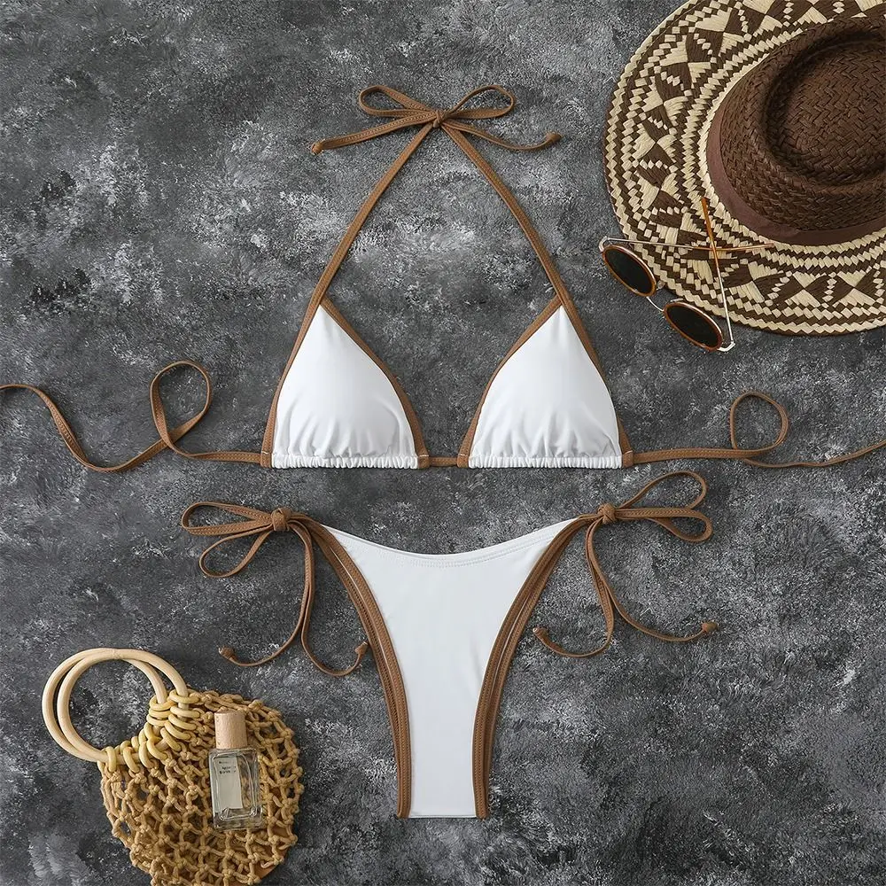 

Комплект из 2 предметов: модный летний пляжный купальник-бикини треугольной формы, бразильский стиль, женский, повседневный, для отпуска