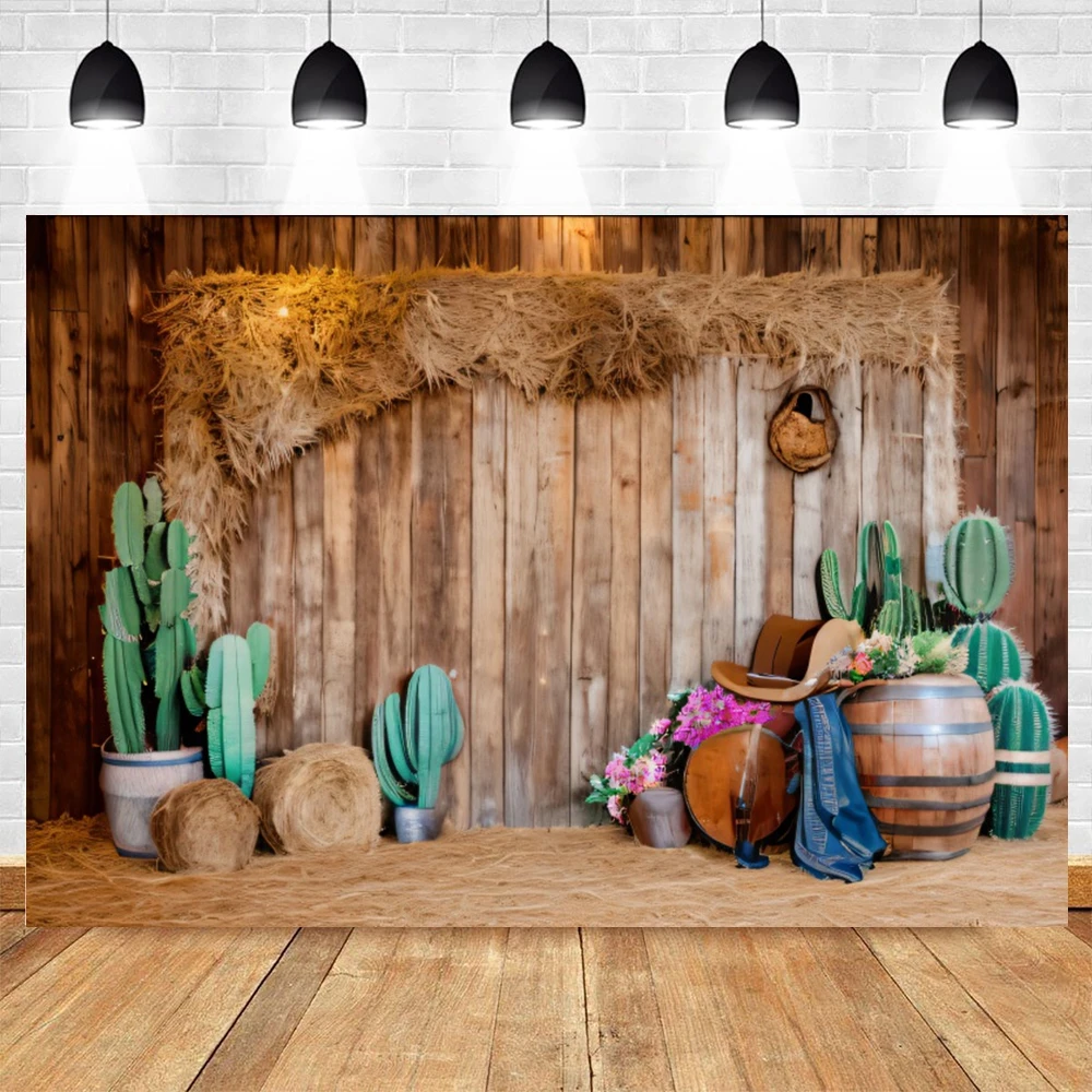 Western Cowboy Photography Backdrop Wild West Rustic Farm Barn Wood House Saloon Baby Portrait Birthday Party Photo Backgrounds