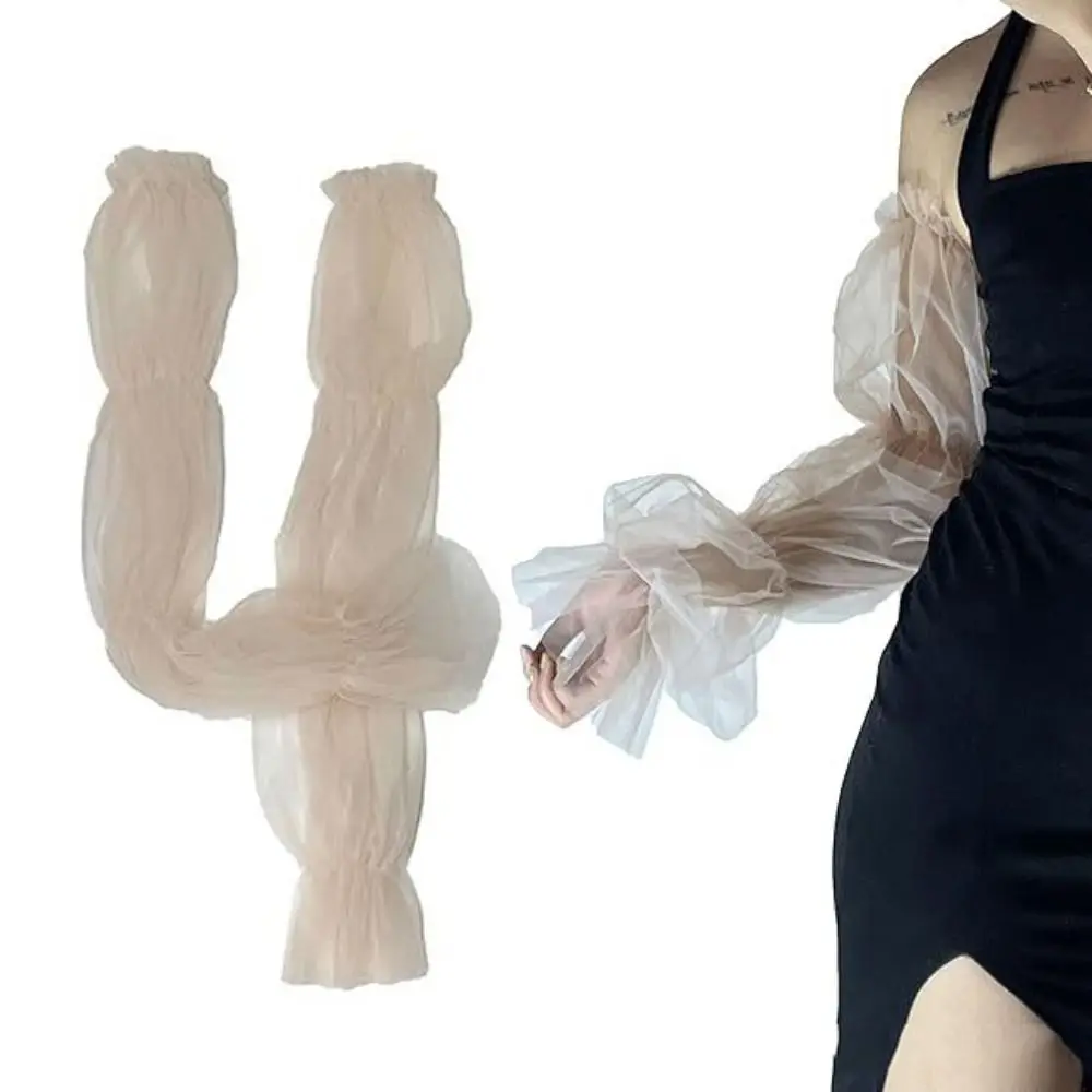 

Элегантные кружевные сетчатые свадебные рукава-перчатки, длинные рукава-фонарики, рукава-пузыри, праздничные рукава, декоративные солнцезащитные нарукавники