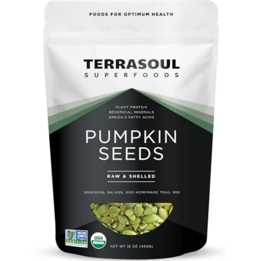 Organic Pumpkin Seeds, 16oz - Raw, Unsalted, Superfood for Snacking and Salad Boost