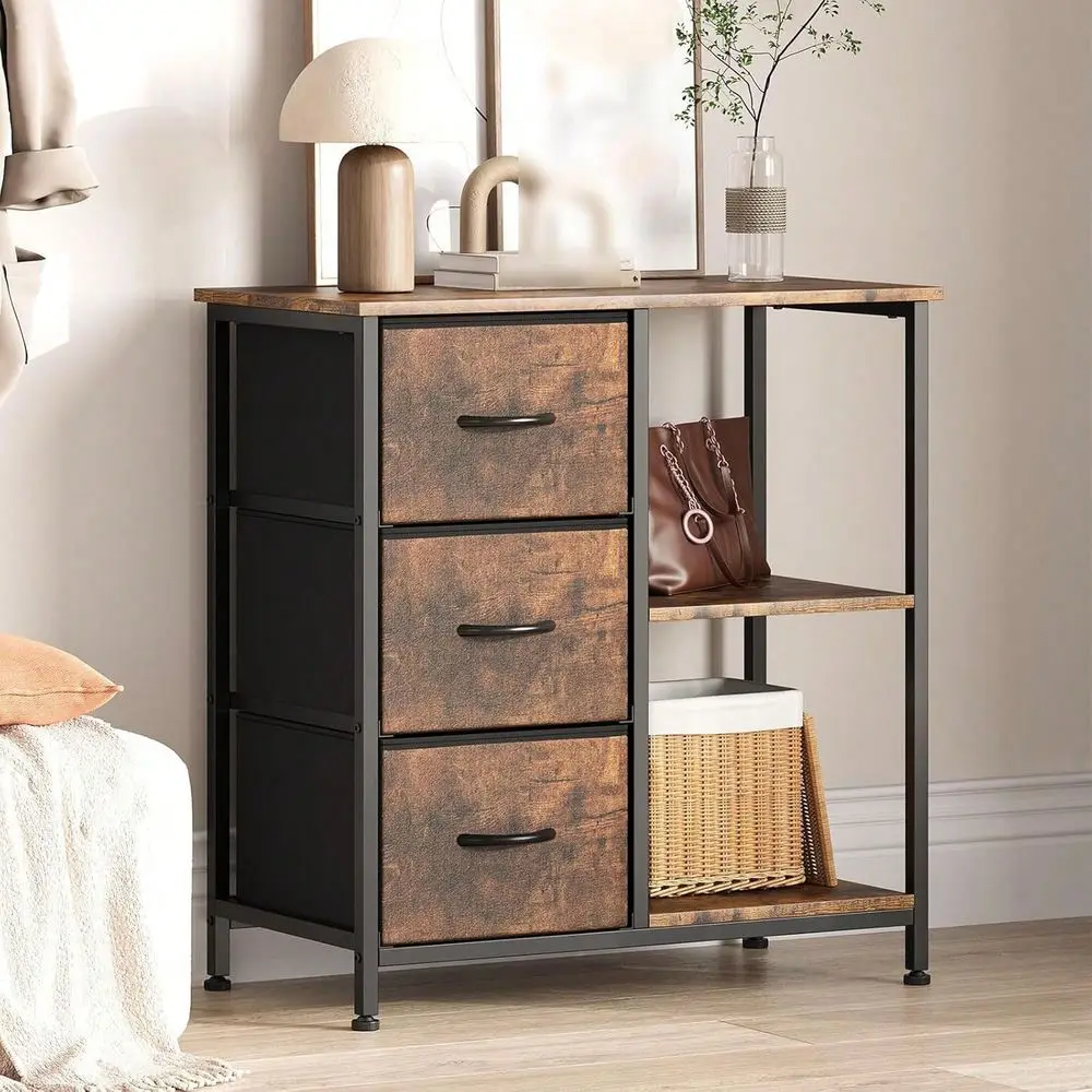 

Drawers Fabric File Cabinet For Home Office Cabinet With Drawers, Filing Cabinets With 2 Open Storage Compartments, More Saving