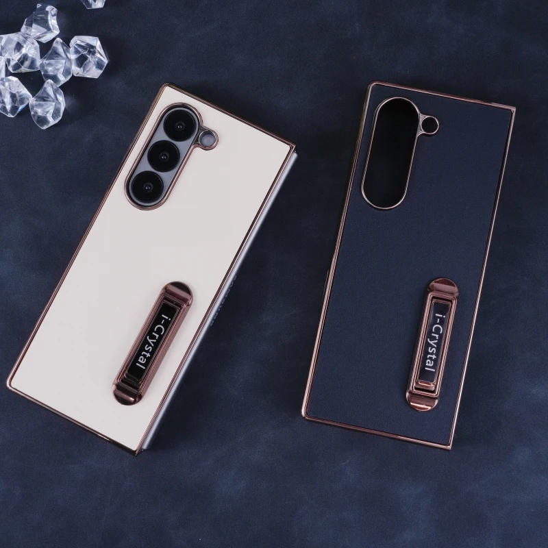 Luxury Electroplated Phone Case For Samsung Galaxy Z Fold 8 Ultra 7 6 5 4 3 Built-in Kickstand  Shockproof Folding Phone Cover
