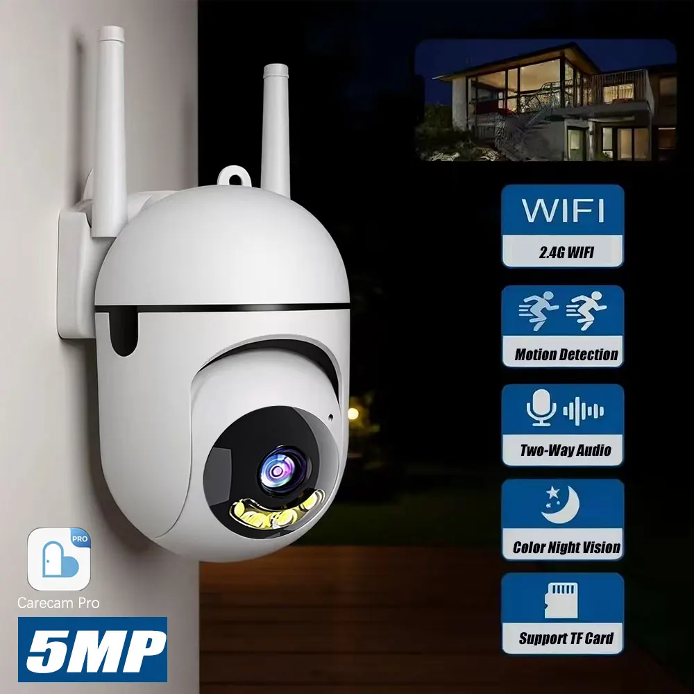 5MP 2.4G WIFI IP Camera Wireless Security Surveillance Camera PTZ Color Night Vision Motion Detection For Home Security Camera