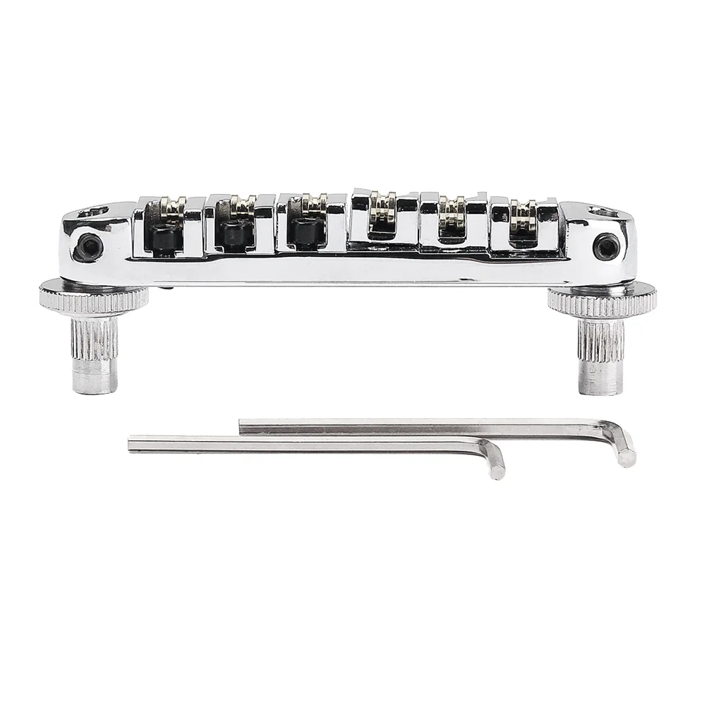 Ga108a الفضة قفل جسر الأسطوانة السرج الغيتار الكهربائي اهتزاز الذيل باس الغيتار أجزاء الملحقات قابل للتعديل بالكامل #6