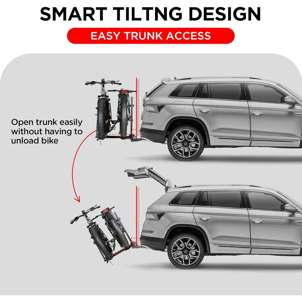 حامل دراجة مثبت على وصلة من الألومنيوم بسعة 200 رطل للدراجات القياسية والدراجات الإلكترونية، ومقطورة شاحنة SUV مناسبة للسيارات وRV