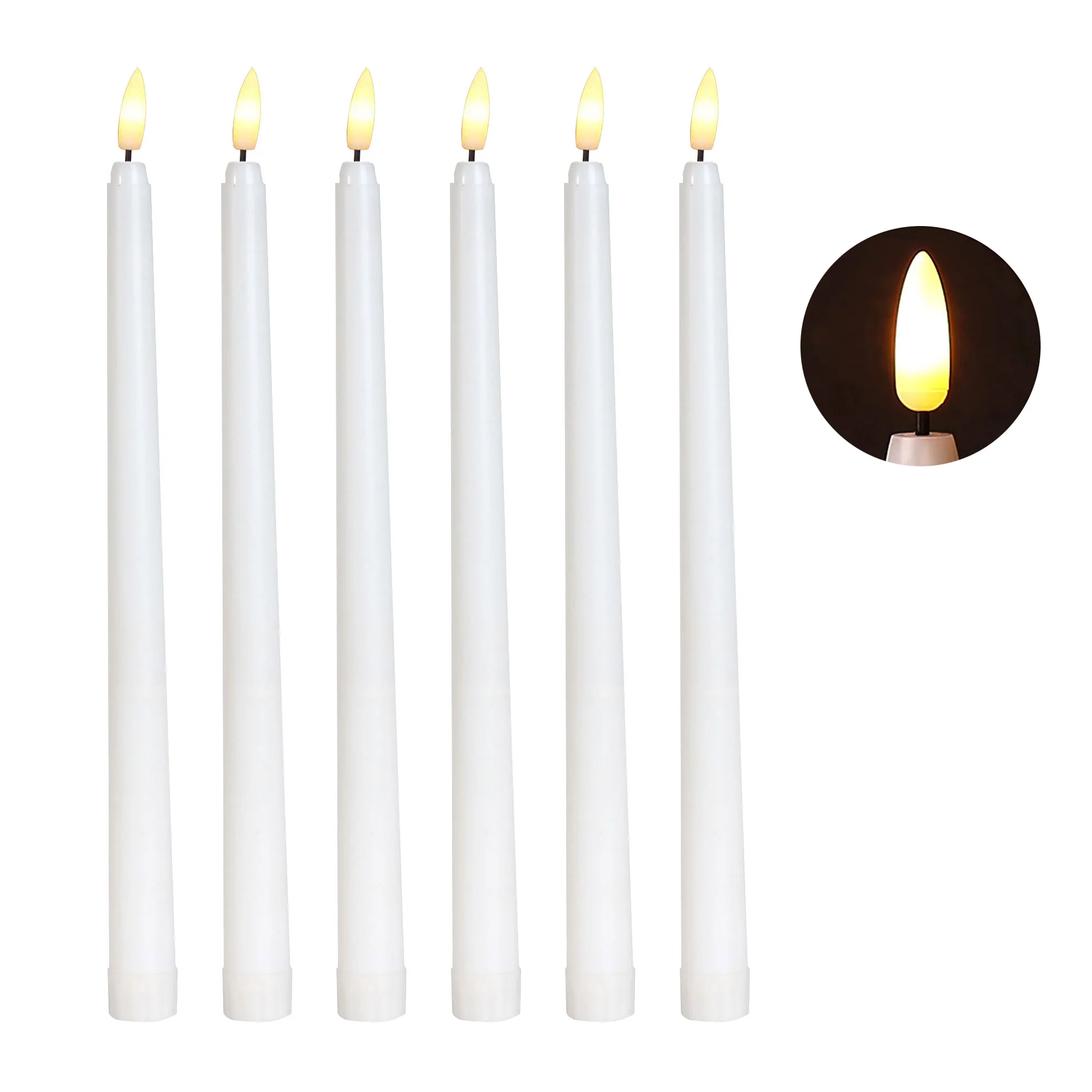 

11" Taper Flameless LED Faux Candle Lights with 3D Wick, Battery Operated Flickering Tall Candlesticks for Christmas Home Weddin