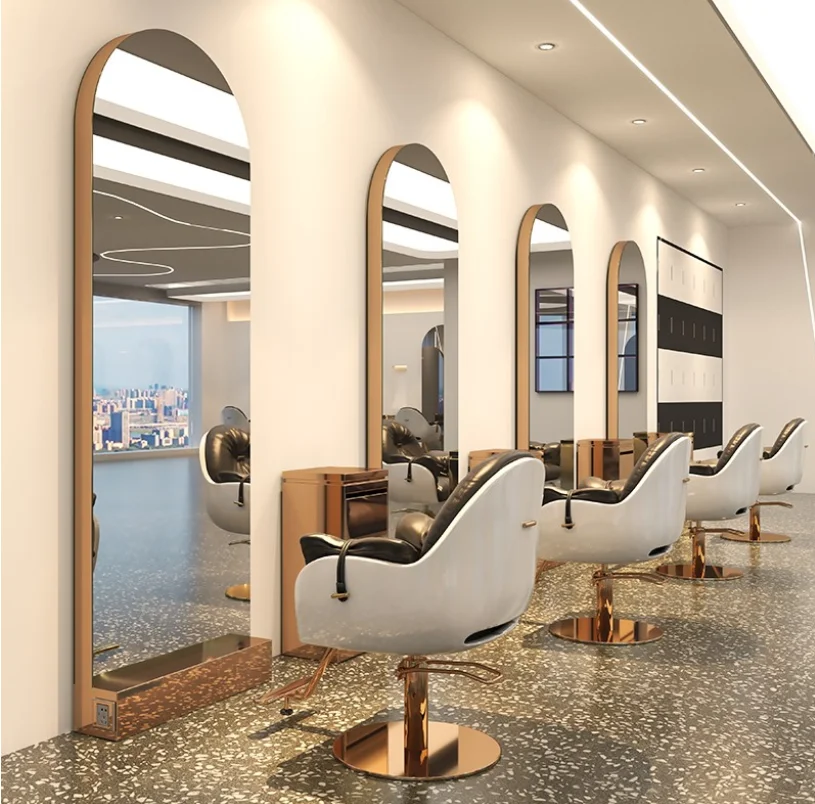 220Cm High Grade Kapper Spiegel Platform Kappers Winkel Rvs Kapsel Vloer Spiegel