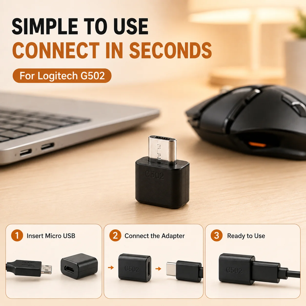 อะแดปเตอร์แปลงจากไมโครยูเอสบีห - Logitech Mouse G502 บทวิจารณ์และราคา