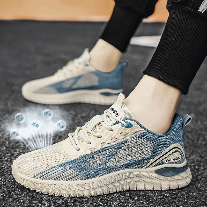 Men's 2025 Large-sized High-quality, Comfortable, Flat, Anti-slip, Breathable Mesh Lace-up Outdoor Casual Sports Shoes