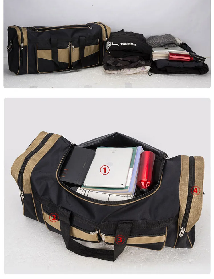 Große Gepäck-Reisetasche, Camping, Fitnessstudio, Fitness, Handtaschen für Damen und Herren, Outdoor-Sport, Schulteraufbewahrung, Reisetasche für große Entfernungen, 90 l – Detail 8