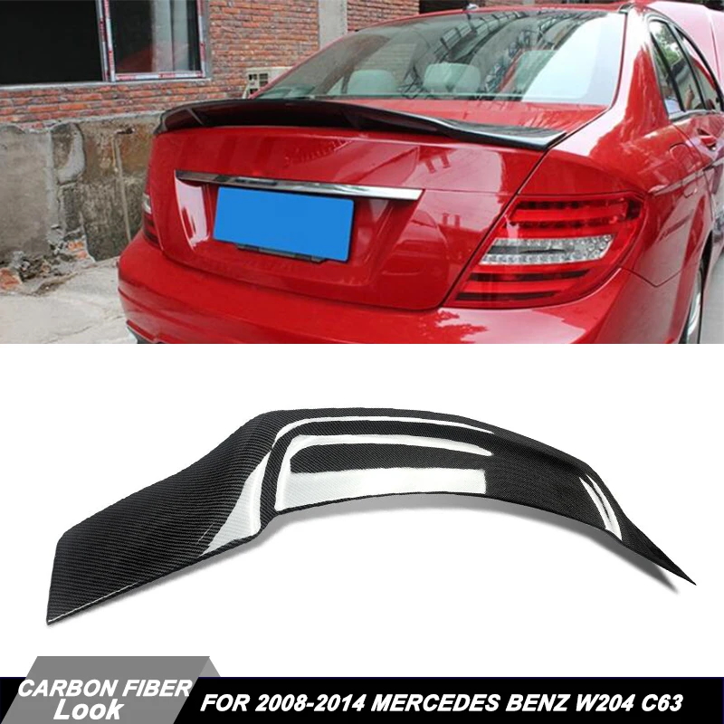 

For Mercedes W204 High Kick RT Style Spoiler C Class C200 C300 C63 AMG 2008-2014 Rear Ducktail Boot Spoiler Lip Carbon Look