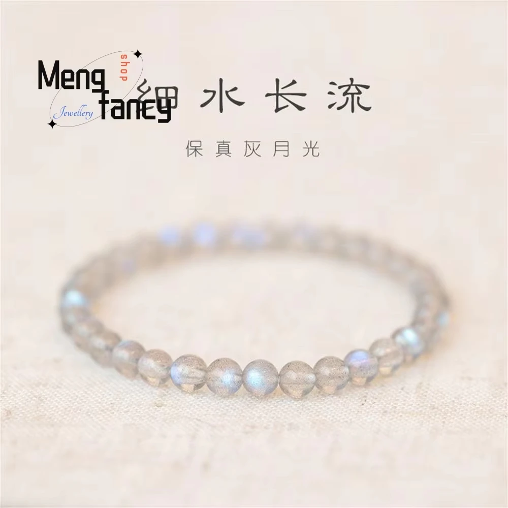 Natural Grey Moonstone Bracelet Labradorite Transfer Beads Strings Crystal Accessories Simple Exquisite Popular Fashion Jewelry