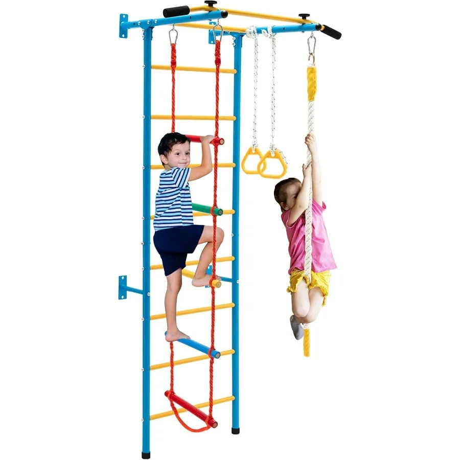 

HONEY JOY Climbing Toys for Toddlers Upgrade Metal Indoor Gym for Solid Wall Playground and Climbing Exercise Set with Rope Lad