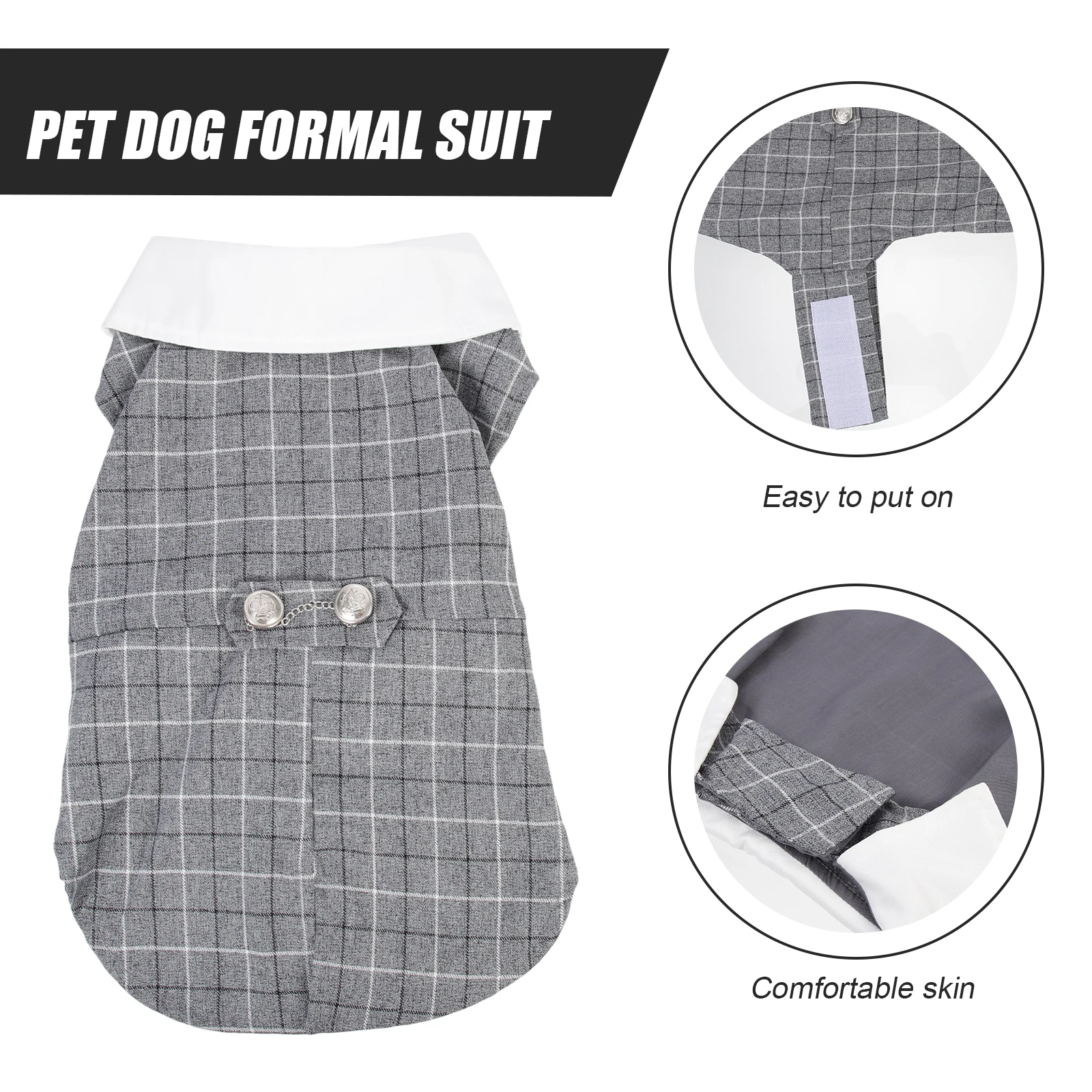 

Pet Formal Wear Elegant Stylish Tuxedo Suit Decorative Buttons Bow Tie Comfortable Belly Part Fashion Difference