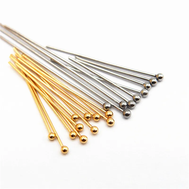 22 25 30mm 316 Stainless Steel Gold Silver Plated Ball Head Pins Findings Jewelry Making 24-Gauge 10-50PCS/LOT