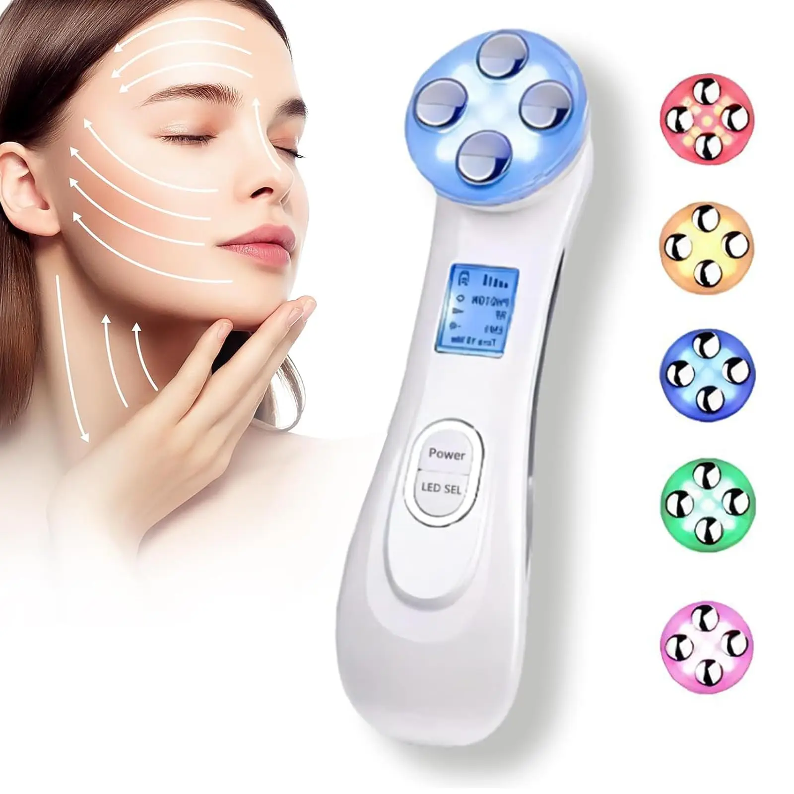 5-IN-1 RF Radio Frequency EMS Electroporation LED Photon Beauty Device Skin Lifting Tighten Anti-Wrinkle Skin Care Face Massager