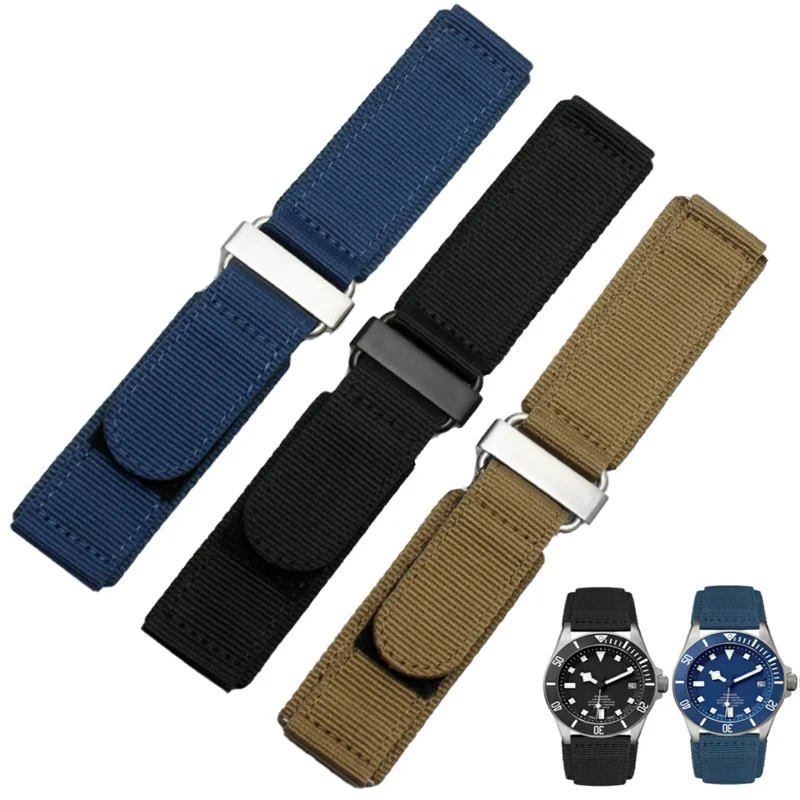 Nylon Watch Strap for Breitling Bell & Ross BR-01 BR-03 Thickened Men Nylon Watchband BR Hook Loop Fastener Woven Belt 22mm 24mm