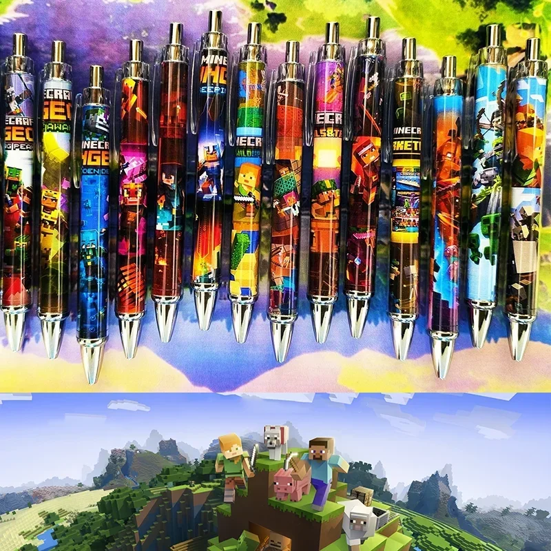 لعبة جل أقلام أنيمي الصحافة السوداء 0.5 مللي متر القلم Minecrafter الكتابة الرسم القرطاسية امتحان الطالب حبر جاف اللوازم المدرسية الهدايا