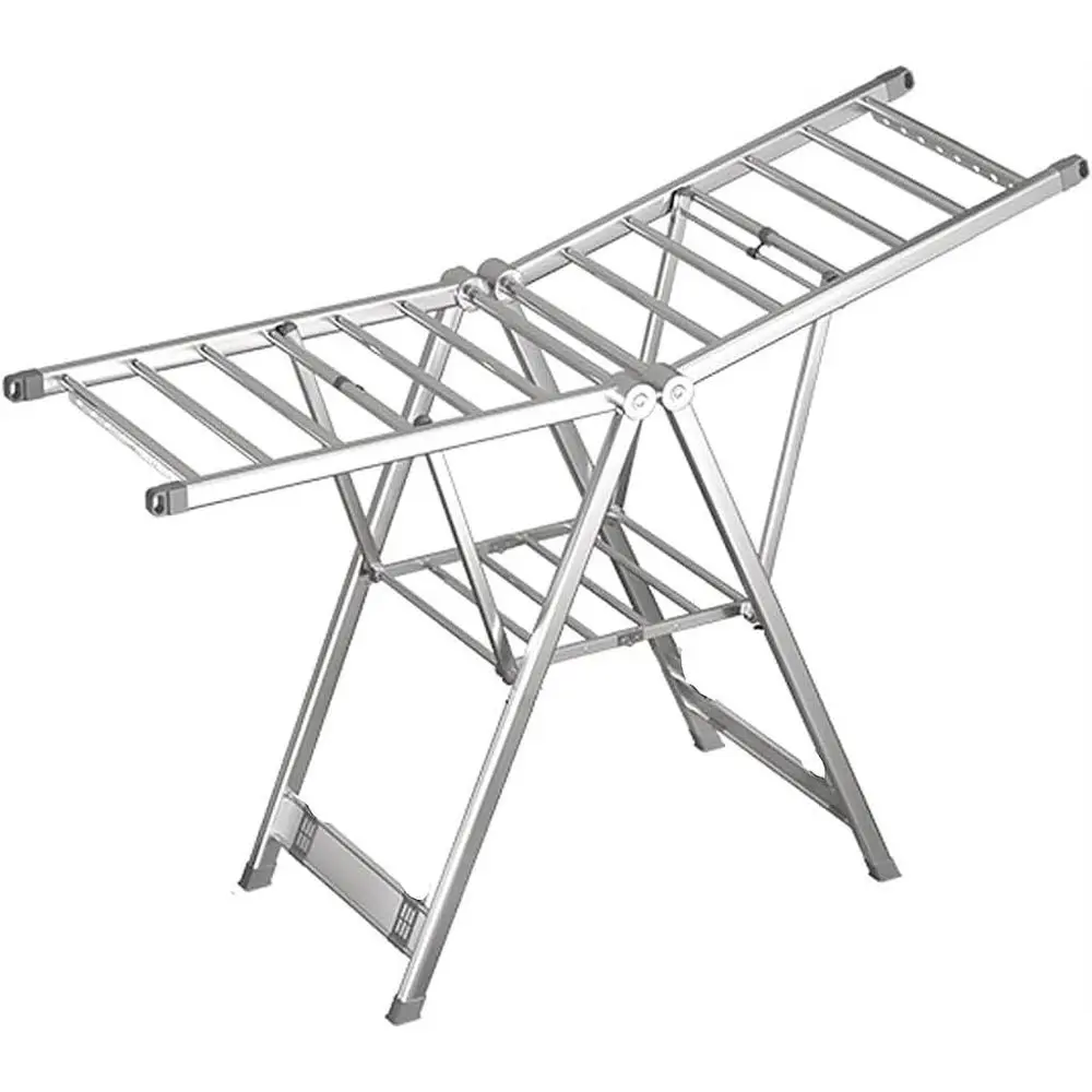 

Портативная сверхмощная серебряная сушилка для белья, складная для внутреннего и наружного использования, 150x50x140 см