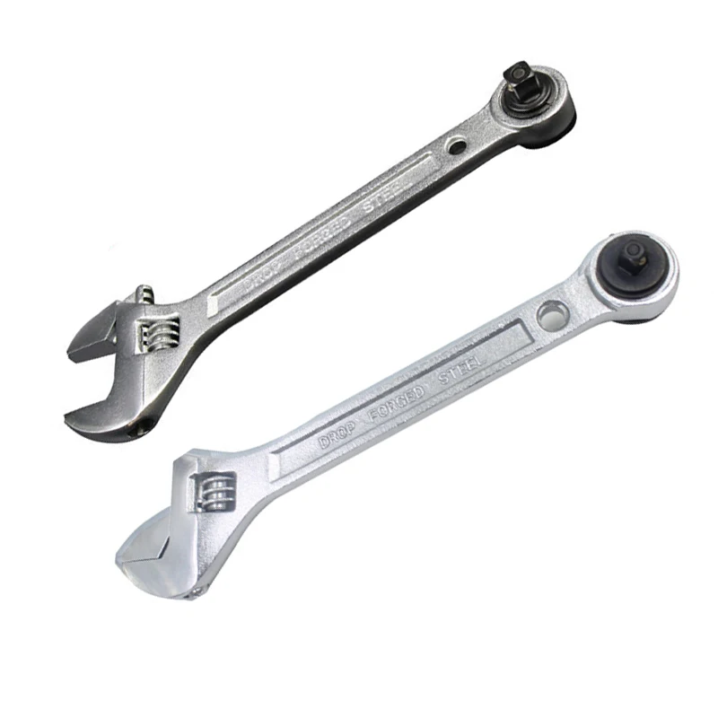 1PC Adjustable Large Openin Wrench long Handle Universal Spanner Carbon Steel Mechanical Workshop  Repair  Both Ends Wrench Tool