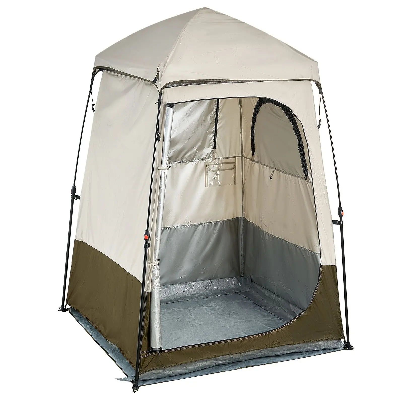 Camping Shower Tent, 1 Room, Foldable Privacy Changing with Ground Stakes, Ropes, Carry Bag, and Crossbar, 210D Oxford Fabric