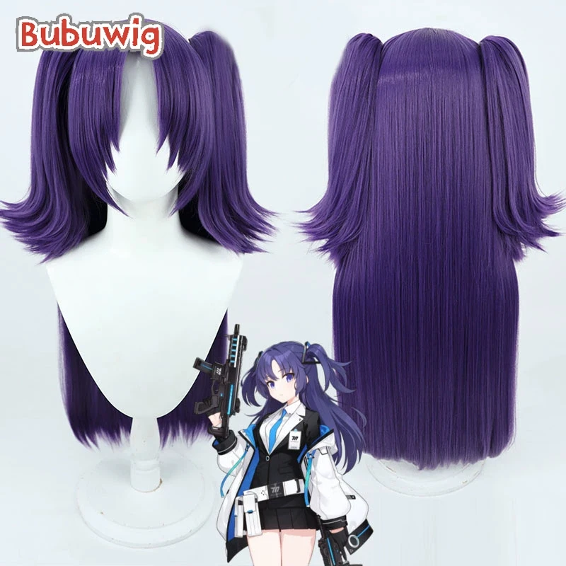 

Bubuwig Synthetic Hair Yuuka Hayase Cosplay Wigs Blue Archive Yuuka Hayase 60cm Long Straight Purple Ponytail Wig Heat Resistant