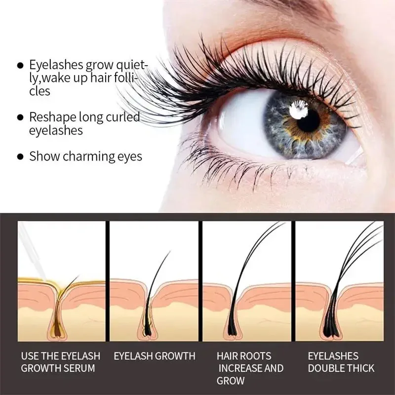 Sérum de Croissance Rapide des Cils, Rehausseur de Sourcils, Plus Long, Plus Complet, Naturel, Bouclage, Lifting des Cils, Produits de Soins pour les Yeux, Maquillage