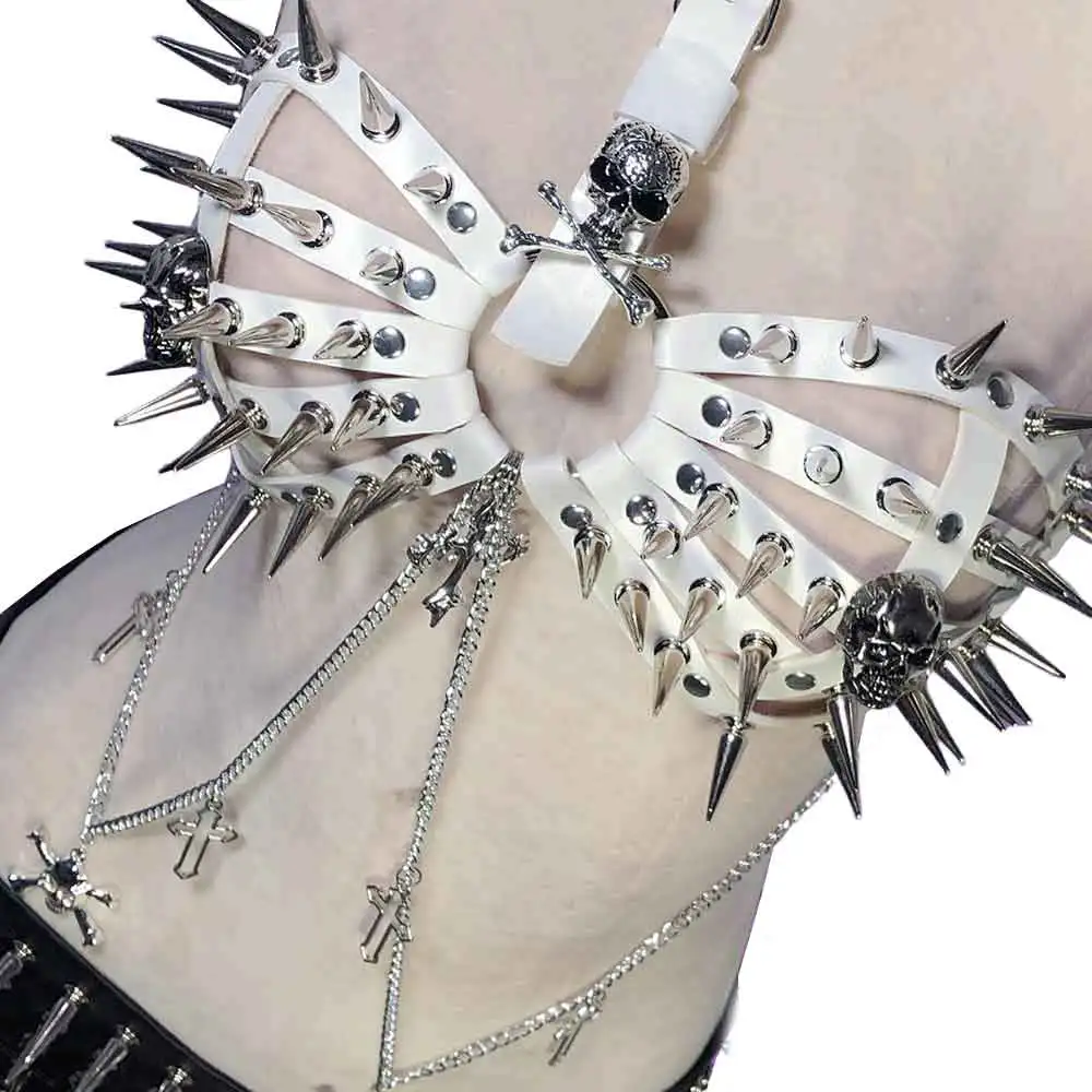 

Goth Tops with Spikes Y2K T-shirt Women's Grunge Festival Bra Gothic Tank Punk Rock Clothes Boho Spiked Emo Clothing