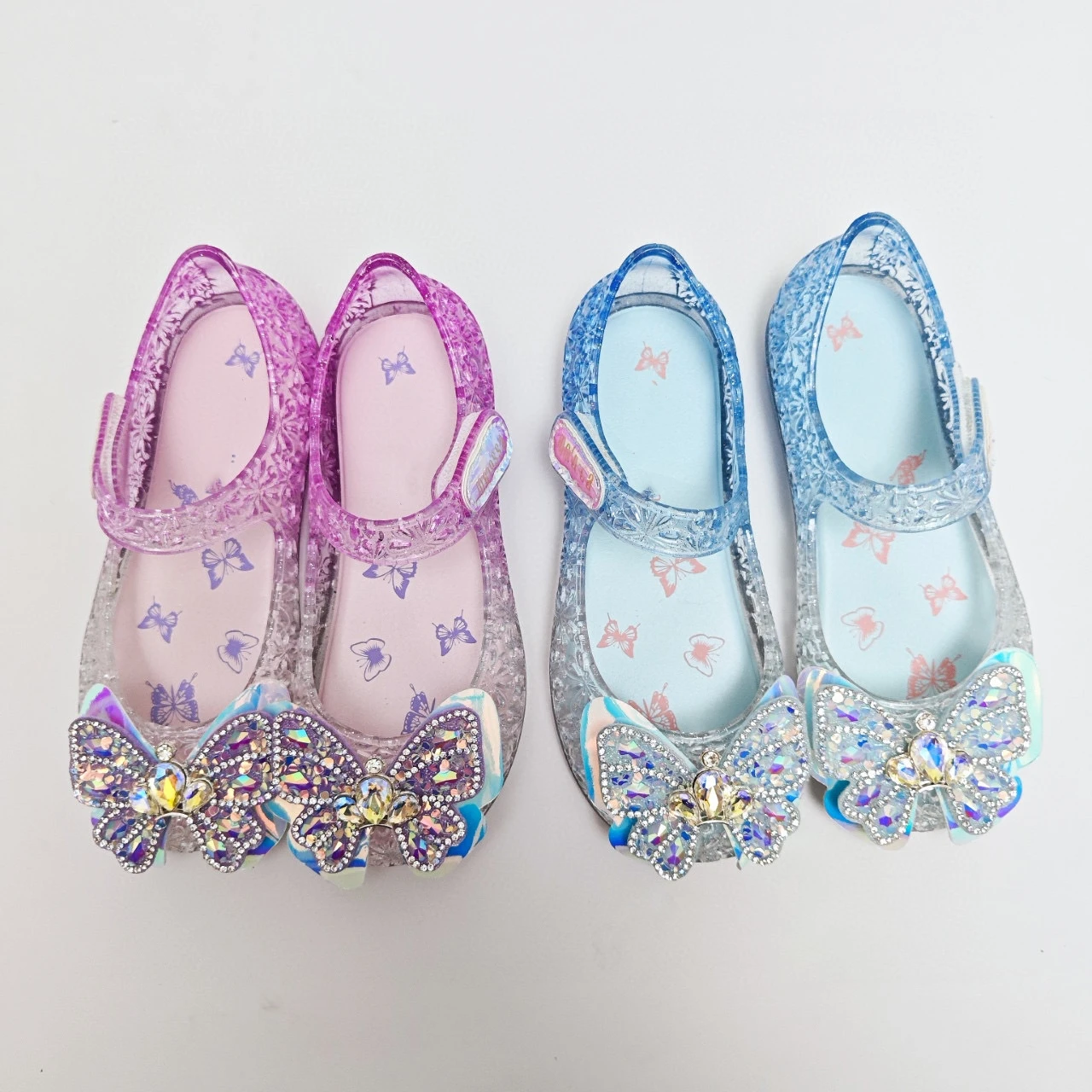 

Children's Jelly Shoes Baby Girls Bow Hollow Beach Shoes Kids Sparkling Diamond Lightweight Sandals Gradient Princess Flat Shoes
