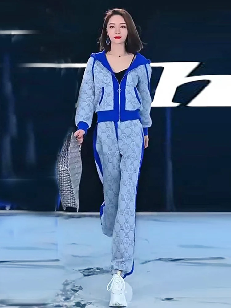 

Spring Autumn 2026 New Faion Street Sle plus Size Anti-Aging Spor Casual Hoodie And Pants Two-Piece Set for Women