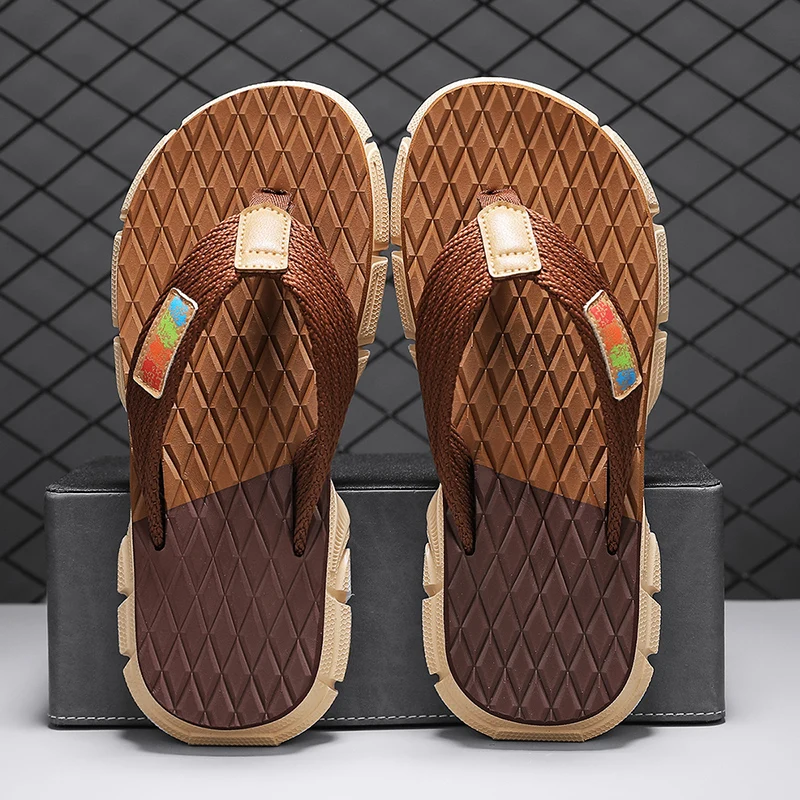 فليب رجالي - يتخبط بشعارات ملونة. شباشب يومية كاجوال، صنادل شاطئ خارجية #4