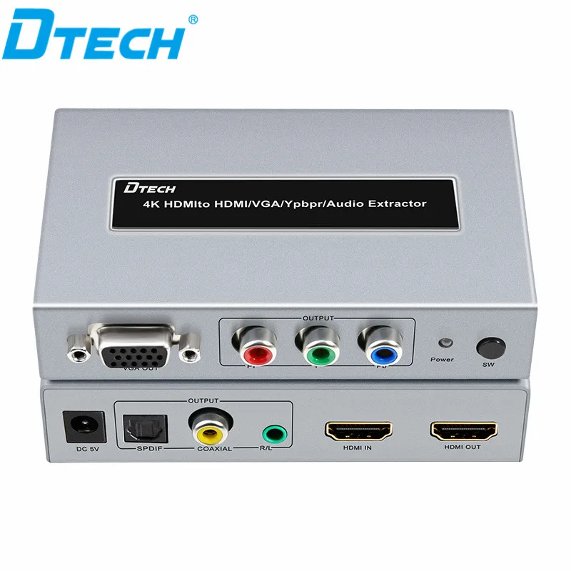 DTECH High Quality 4K HDMI Audio Extractor HDMI to HDMI VGA YPBPR Audio Separation Converter