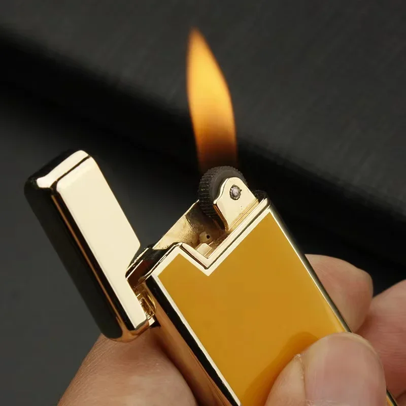 2026 Slim And Compact Creative Grinding Wheel Lighter Visual Gas Storage Butane Gas Outdoor Windproof Portable Cigarette Lighter