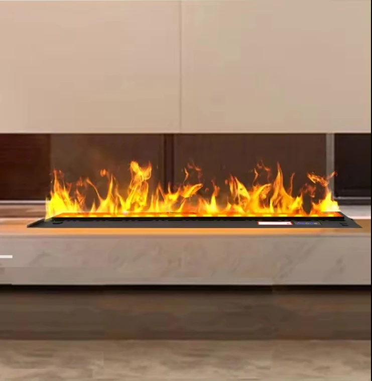 

Производитель камина предлагает электрический паровой камин с 3D-эффектом пламени и индивидуальными размерами