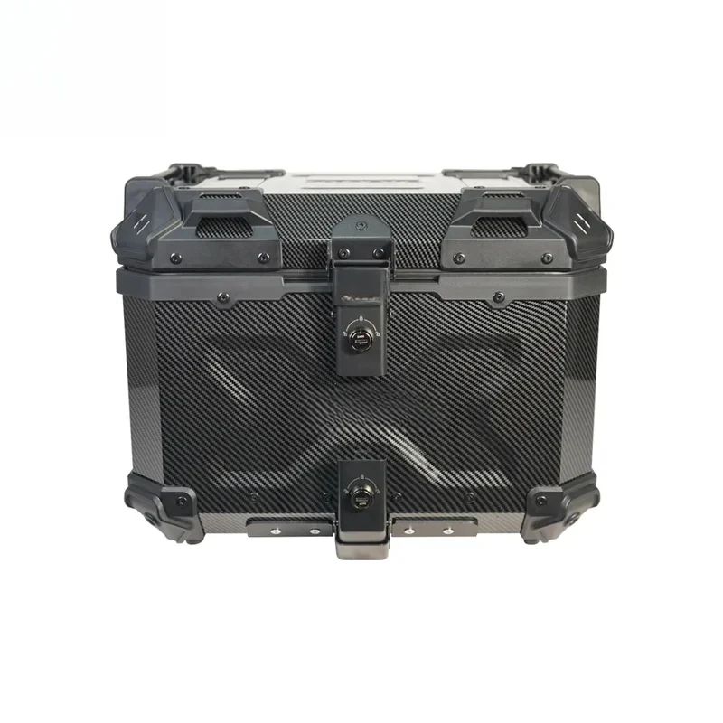 45L-3X Carbon Fiber Pattern Transfer Motorcycle Tail Box with Black Lock and Handle (Black)