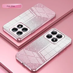 Gradient Color Glitter Soft Silicone Case For Xiaomi 14T Pro 15T 13T 12T 15Ultra Electroplated Frame Shockproof Protective Cover