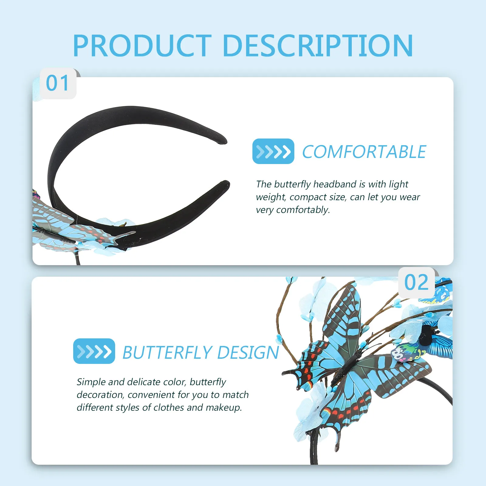 

Легкая пластиковая повязка на голову с бабочками для женщин: модный головной убор для свадьбы, вечеринки, выпускного, дня рождения, годовщины