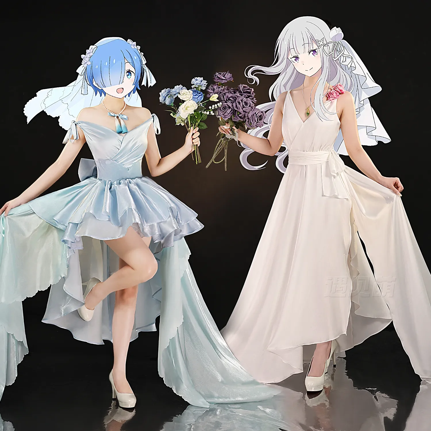 ZERO Starting Life in Another World, disfraz de Emilia/Rem, uniforme de fiesta de Anime, ropa de juego de rol de Halloween, ropa COSFun