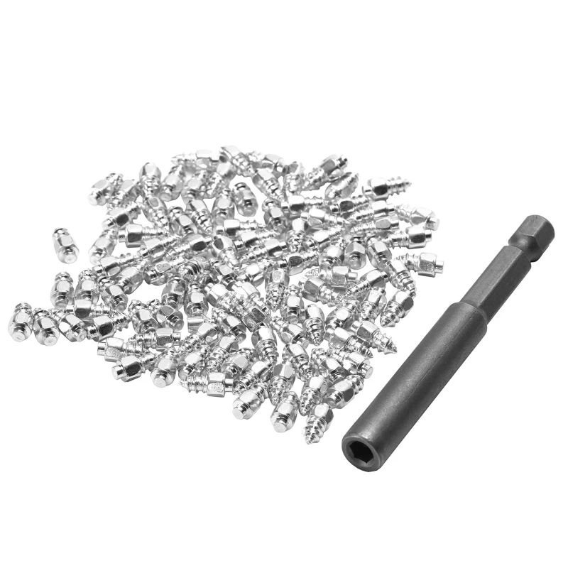 100Pcs Tire Screws Snow Days Safety Studs for Bicycle Wheel Hiking Shoes Anti-ice Spikes