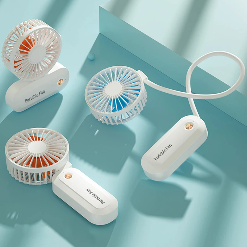 

Latest Portable Neck Hanging Fan USB Rechargeable Mini Small Summer Handheld Electric Fan JMF-4