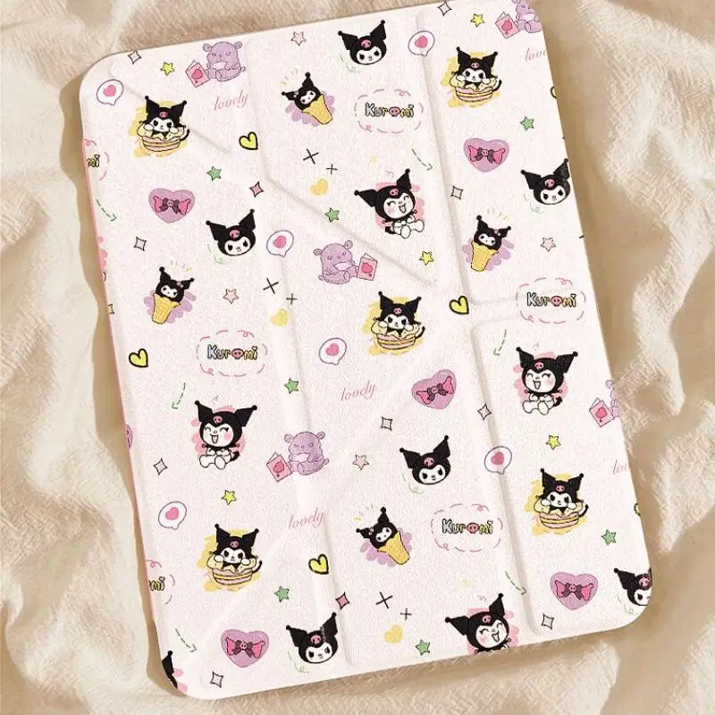 

Чехол Sanrios Kuromi Kawaii с принтом для iPad Mini6, новый стиль, студенческий рабочий стол с героями мультфильмов, обучающий складной модный чехол для планшета с сердечком для девочек