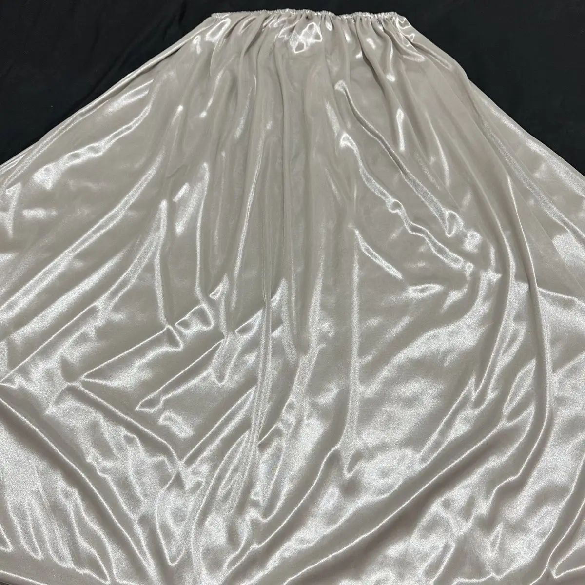 Jupe longue maxi en satin de soie gris brillant, taille haute, sexy, pour femmes, coupe ample, bas longs