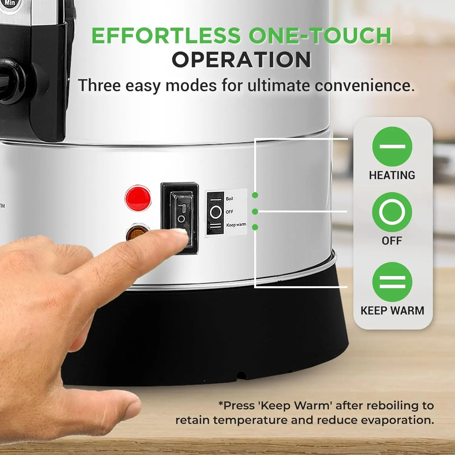 Caldaia ad acqua e distributore di acqua calda, distributore di bevande elettrico da 8 litri con coperchio di sicurezza, rubinetto antigoccia, funzione calda