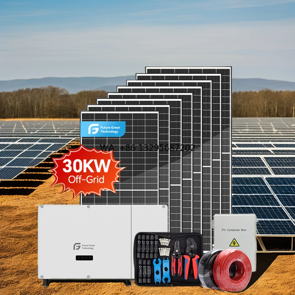 

Hybrid Excellent Quantity 30KW Home Solar Power System 10KW Single Inverter LIFEPO4 Lithium Ion Battery Off-Grid Roof Mounting