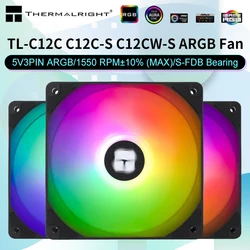 Thermalright TL-C12C 120mm Cooling Fan 5V 3PIN ARGB pc gamer Adjust Speed Cooler argb Adjustable computer Case Fan ventilador