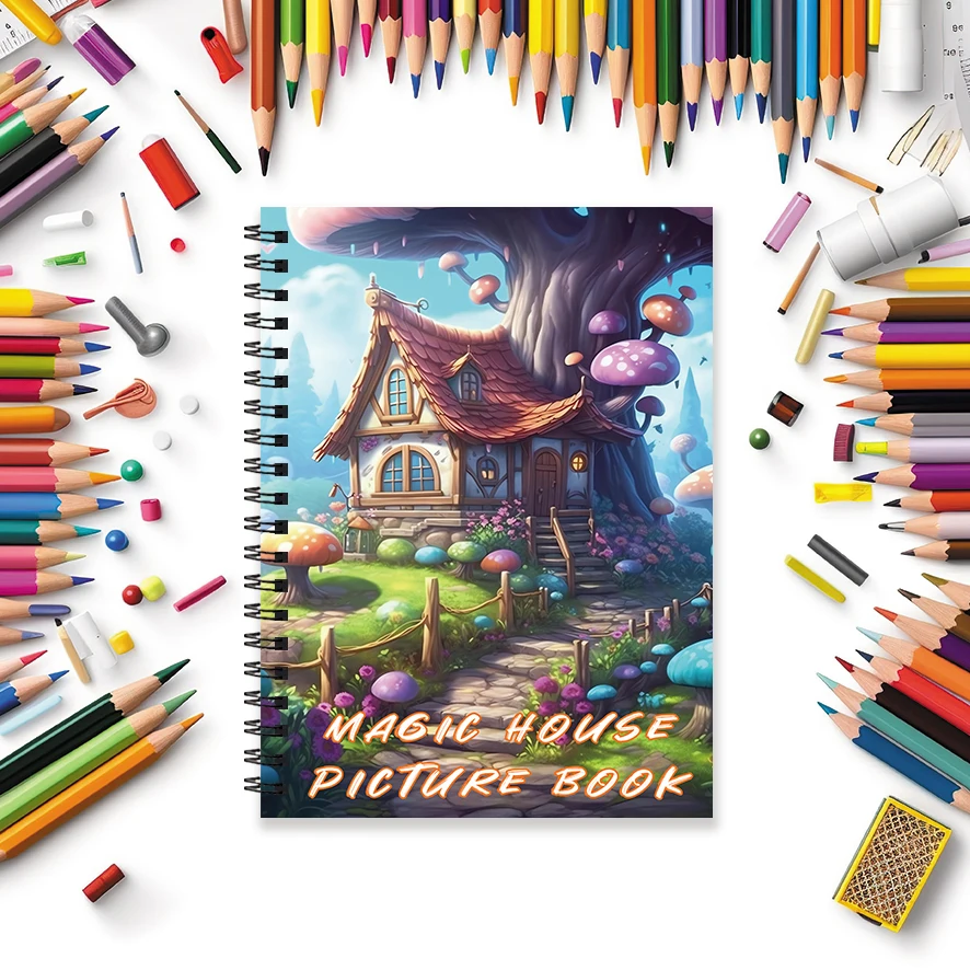 Magic House Adult Coloring Book - 8.3x 11.2 Inch 32 Page Coloring Book - Helps Reduce Stress and Ease Emotions