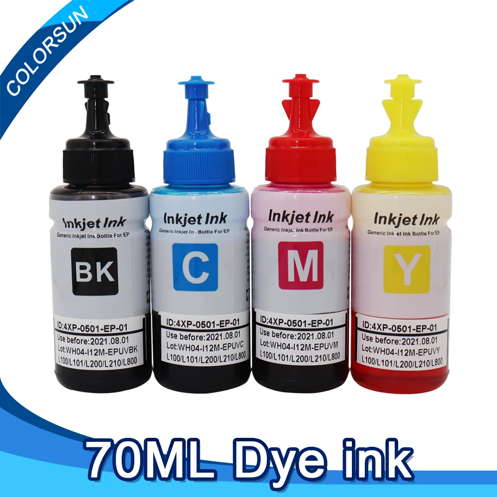 

Colorsun 70ML Universal Dye ink Refill Ink kit for Brother Canon HP Epson Inkjet Printer CISS Cartridge Printer Dye Ink